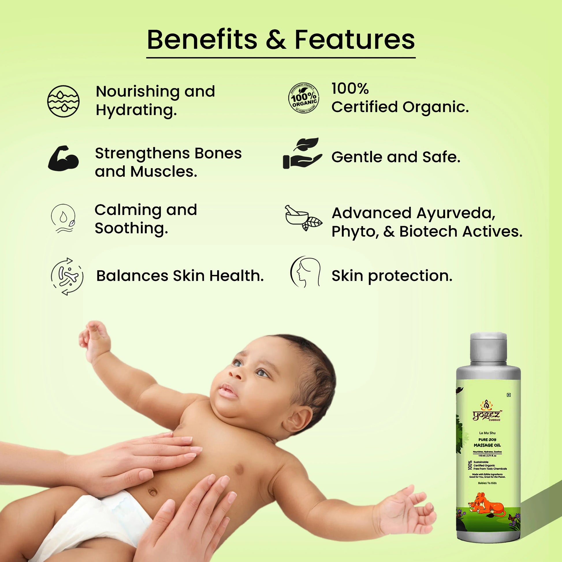 YOGEZ  La Mu Shu Pure Joy Massage Oil for Babies to Kids.