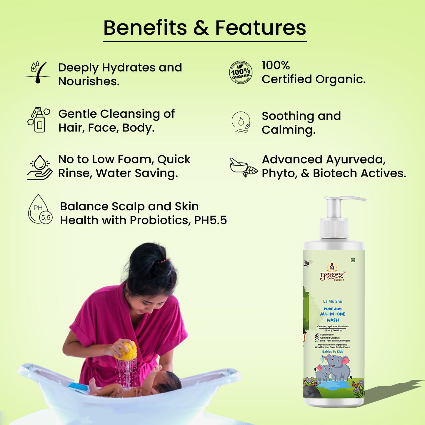YOGEZ  La Mu Shu Pure Joy All-in-One Wash for Babies to Kids.