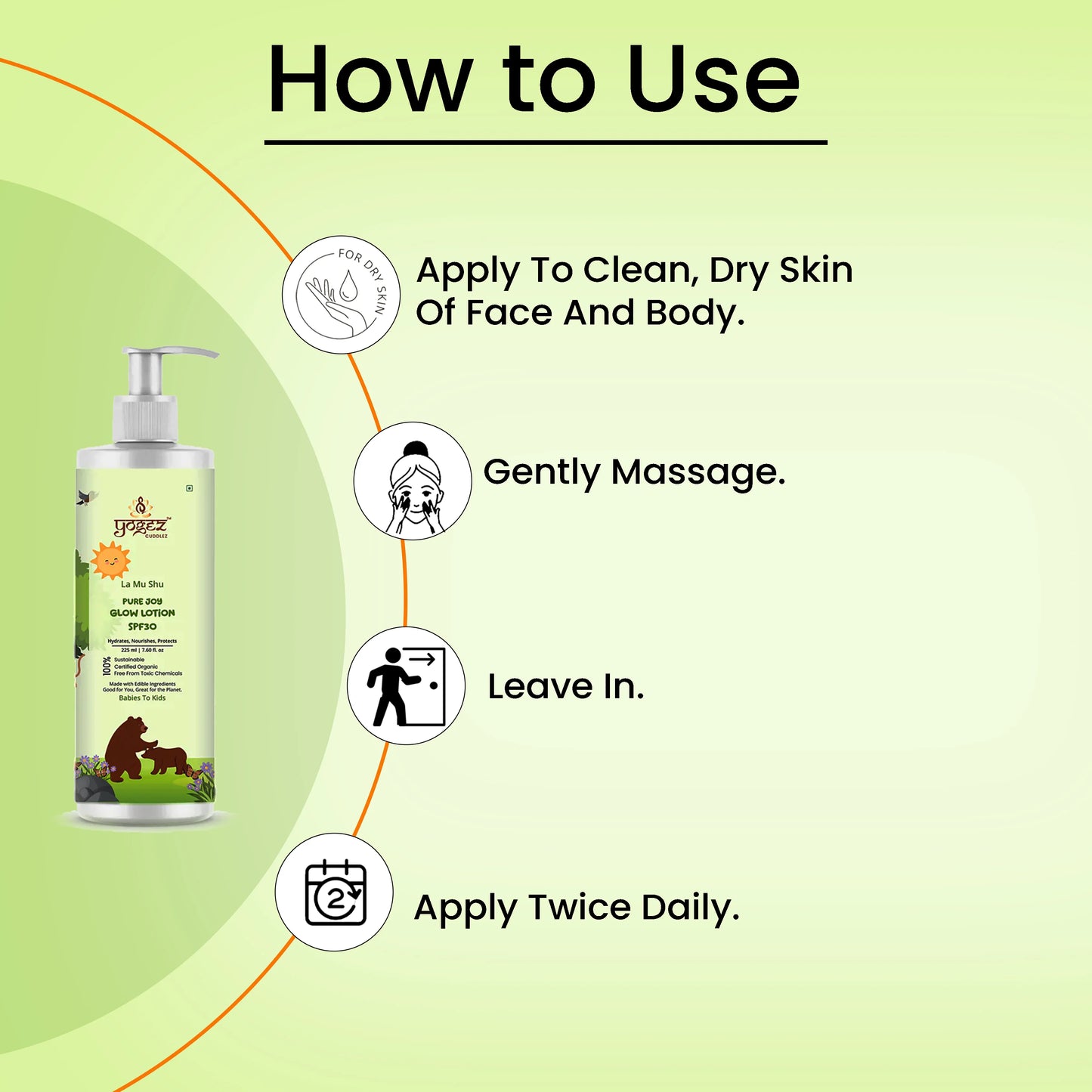 YOGEZ  La Mu Shu Pure Joy Glow Lotion SPF 30 for Babies to Kids.