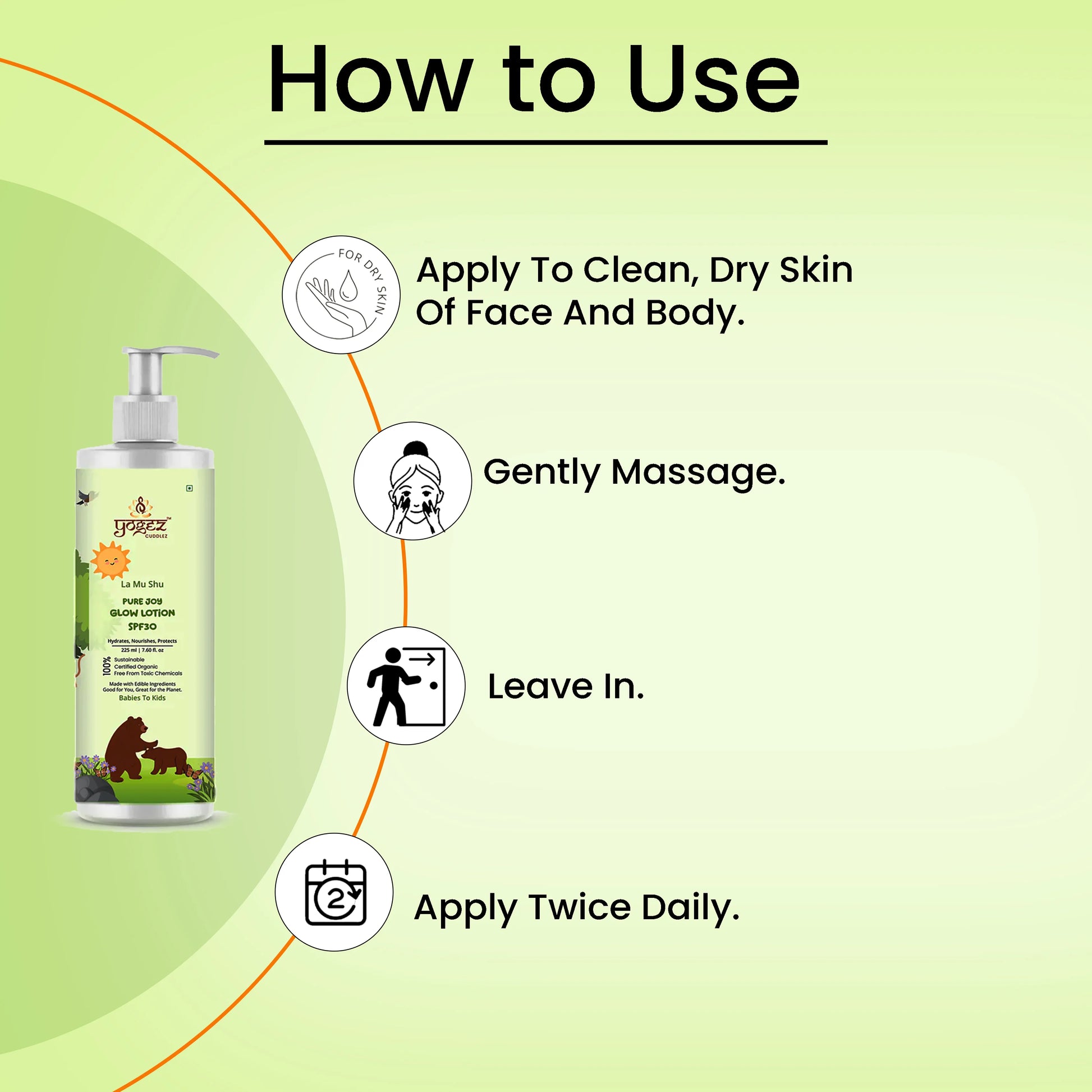 YOGEZ  La Mu Shu Pure Joy Glow Lotion SPF 30 for Babies to Kids.