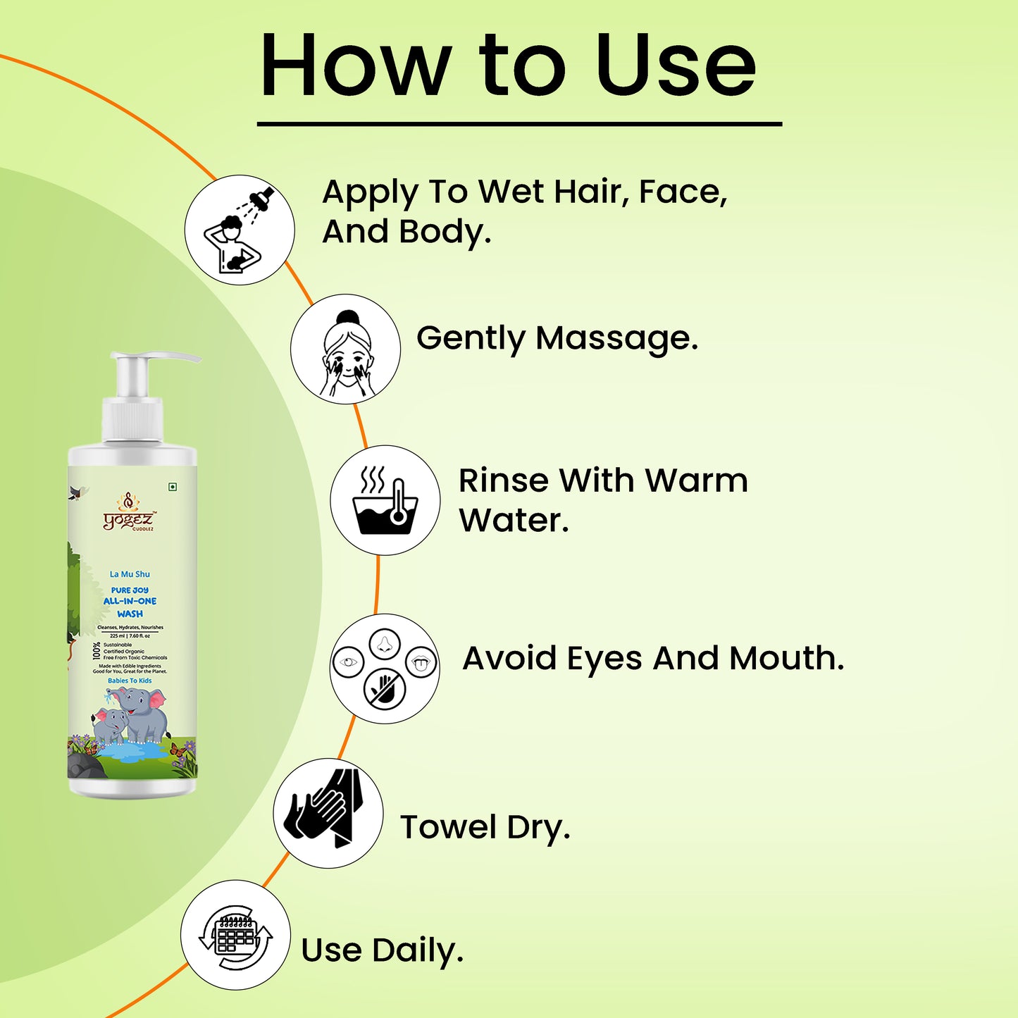 YOGEZ  La Mu Shu Pure Joy All-in-One Wash for Babies to Kids.