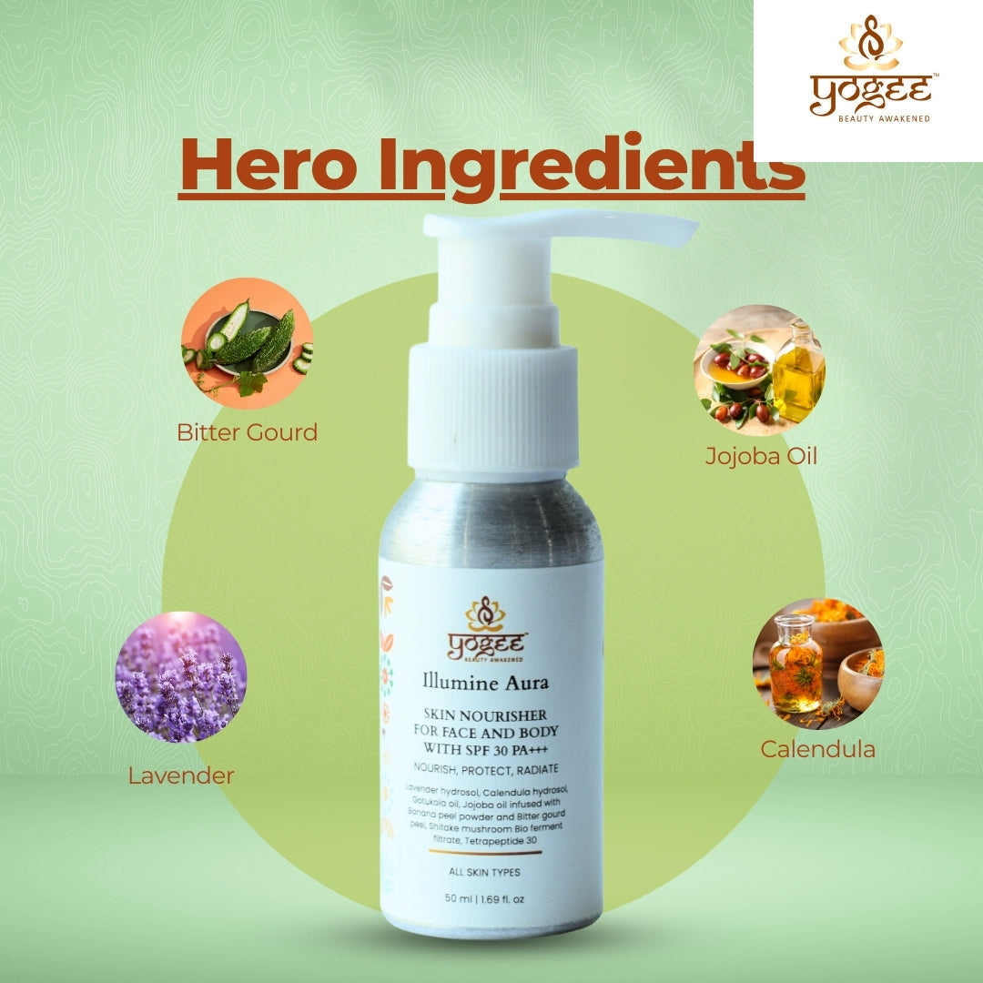 Illumine Aura Skin Nourisher for Face and Body with SPF 30