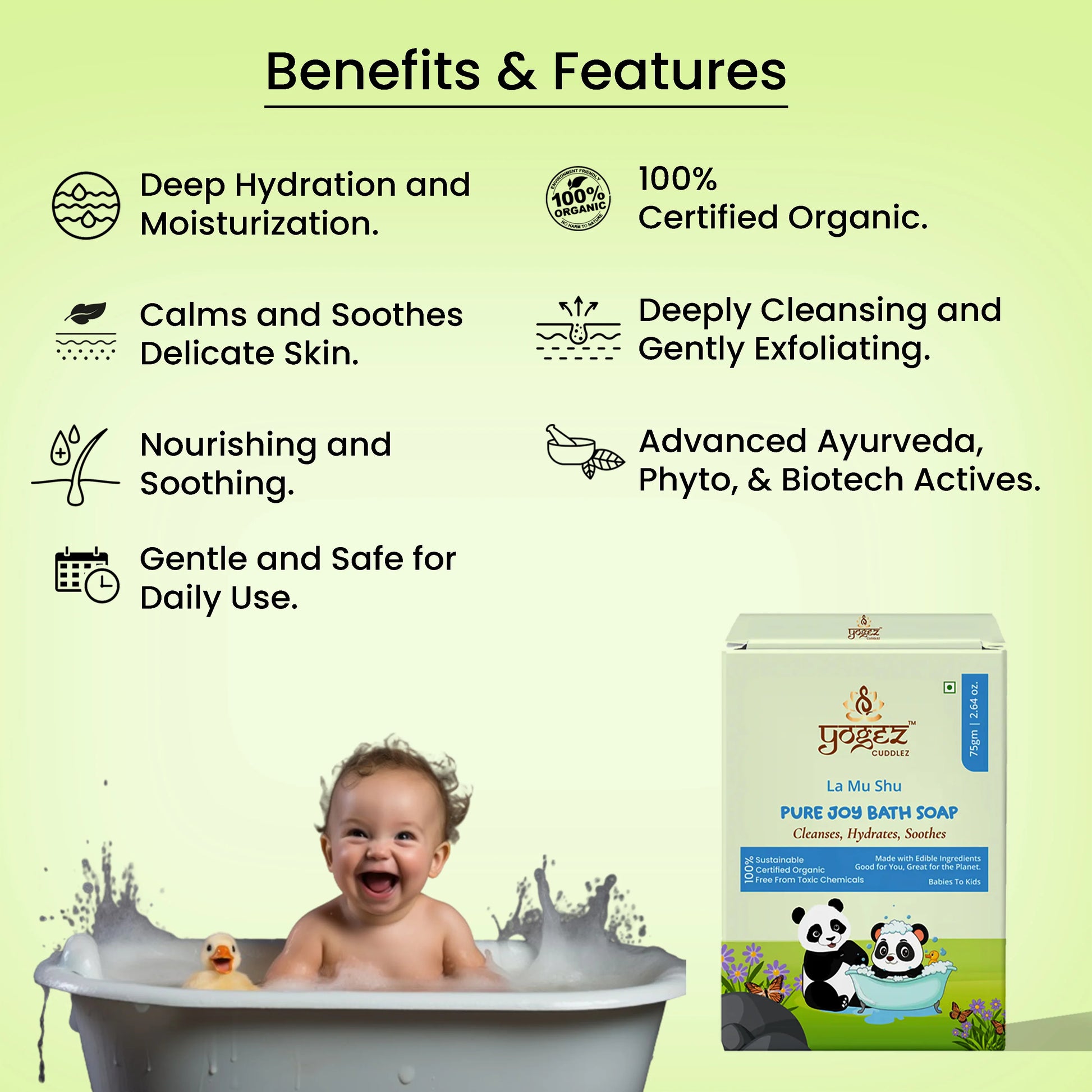 YOGEZ La Mu Shu Pure Joy Bath Soap for Babies to Kids.