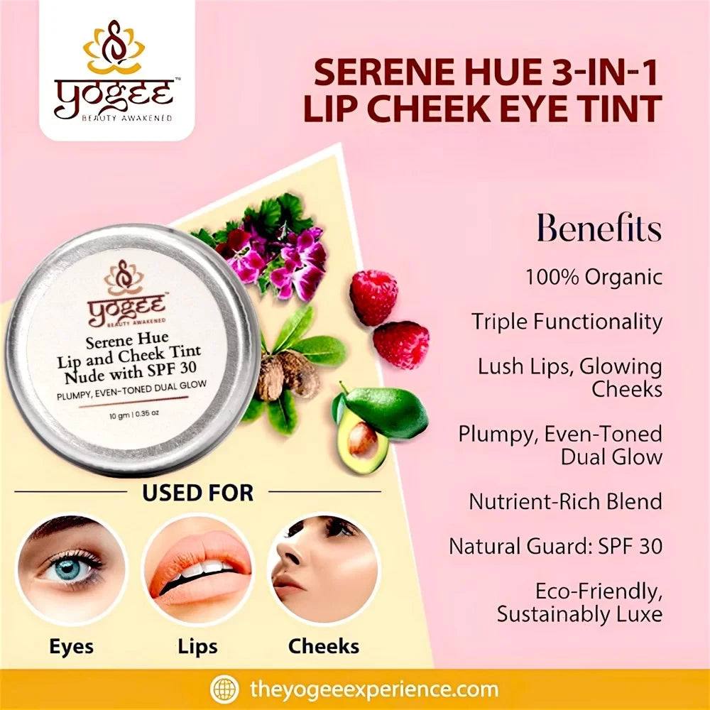 Serene Hue 3-in-1 Lip Cheek Eye Tint- Nude with SPF 30 - YOGEZ