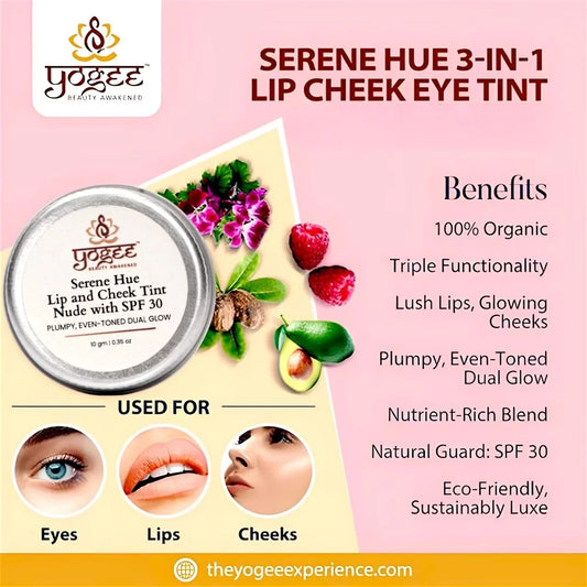 Serene Hue 3-in-1 Lip Cheek Eye Tint- Nude with SPF 30 - YOGEZ