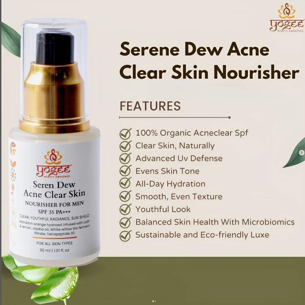 Serene Dew Acne Clear Skin Nourisher for Men SPF 35 PA+++ - YOGEZ