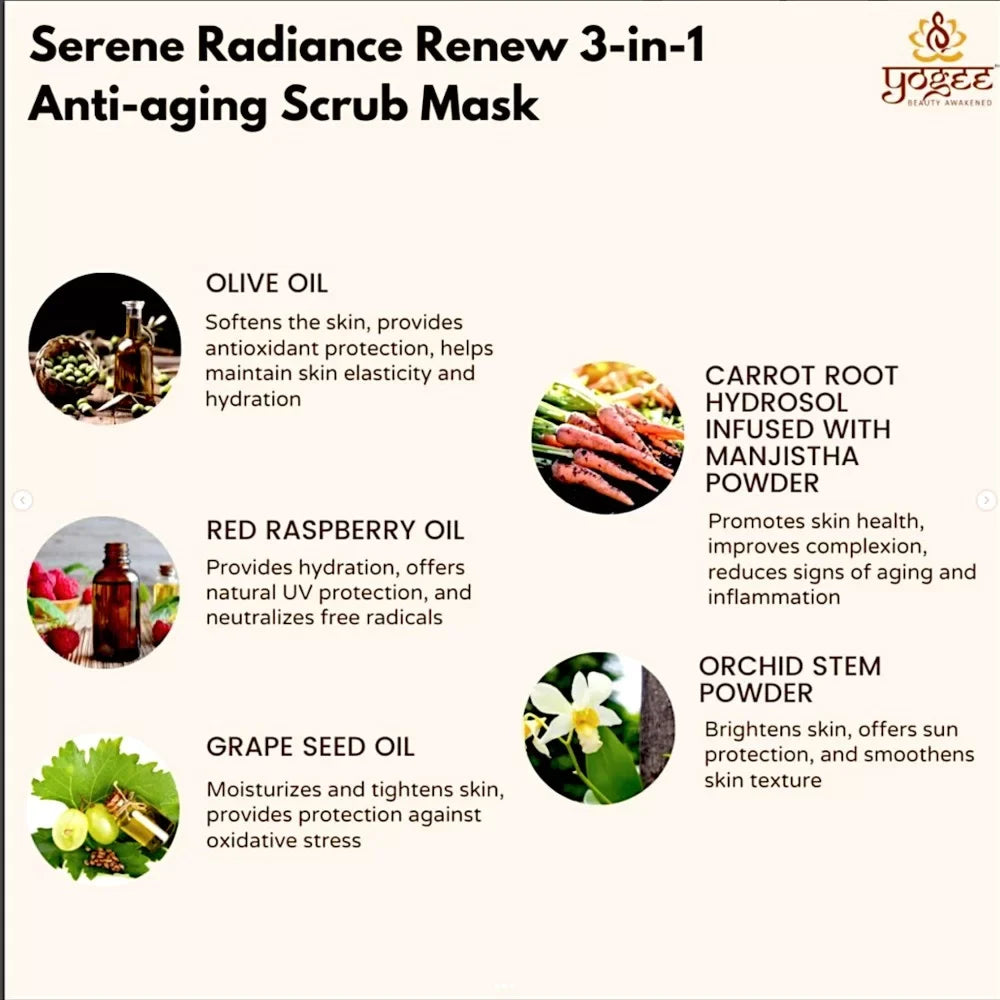 Serene Radiance Renew 3-in-1 Anti-aging Scrub Mask - YOGEZ