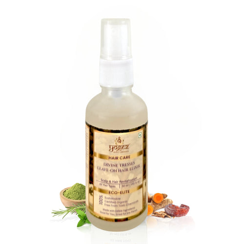 Divine Tresses Leave-On Hair Elixir Spray - Organic Hair Fall Control and Frizz Reduction Serum - TheYOGEZ